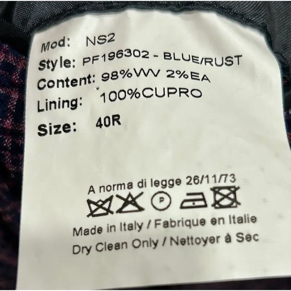 Lanificio F.lli Cerruti Oxygen Italian Blue/Rust Sport Coat Size 40R Wool Cupro‎